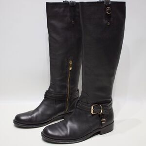 Vince Camuto Kabo 16" Black Leather Tall Harness Riding Boots Women Size 8.5M